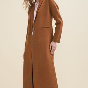 Maje - Galaxie Maxi Coat in Tobacco (Size 36, or US XS)